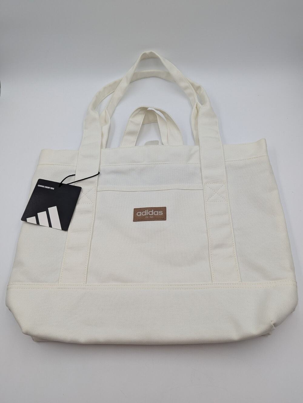 Adidas Canvas Court Tote Bag 100% Cotton NWT off-white